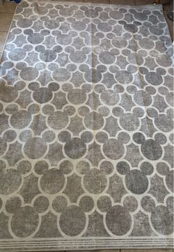 Disney Mickey Mouse 6x9 Area Rug Gray White Washable Style
