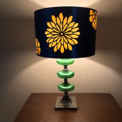 Pair of Modern Green Glass Table Lamps – 21” Tall – Matching Set