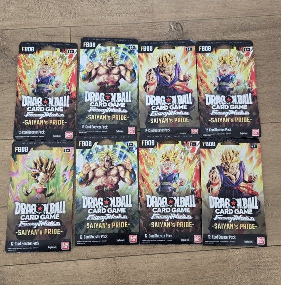 For Sale:
Brand New Sealed Dragonball Trading Card Game TCG Fusion World Saiyan's Pride FB08