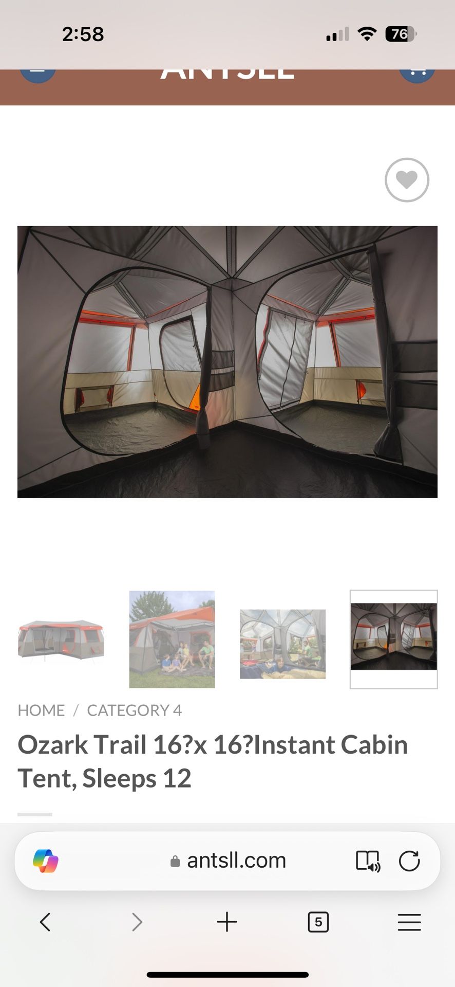Ozark 16’x16’ Three Room 12 Man Tent