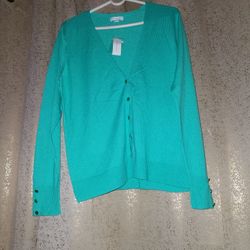 NY & COMPANY GREEN  CARDIGAN