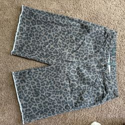 Wild Fable Denim Jorts Leopard Print 10R