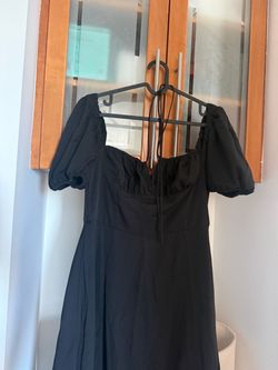 Black Puff Sleeve Midi Dress