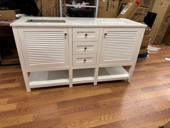 White Bathroom Vanity with Marble Top