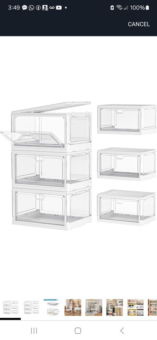 Clear Storage Bin with Lid 3 Pack 【Stackable & Sturdy】Plastic Multifunctional Folding Storage Bins for Bedroom, Living Room, Study, Toy Room, 23 QT Fo