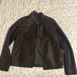 Soul Star Brown Biker Jacket Men's S Zipper Button Accents Stand-Up Collar