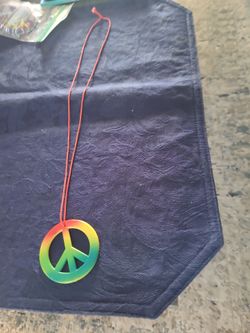 Rainbow Peace Sign Pendant Necklace
