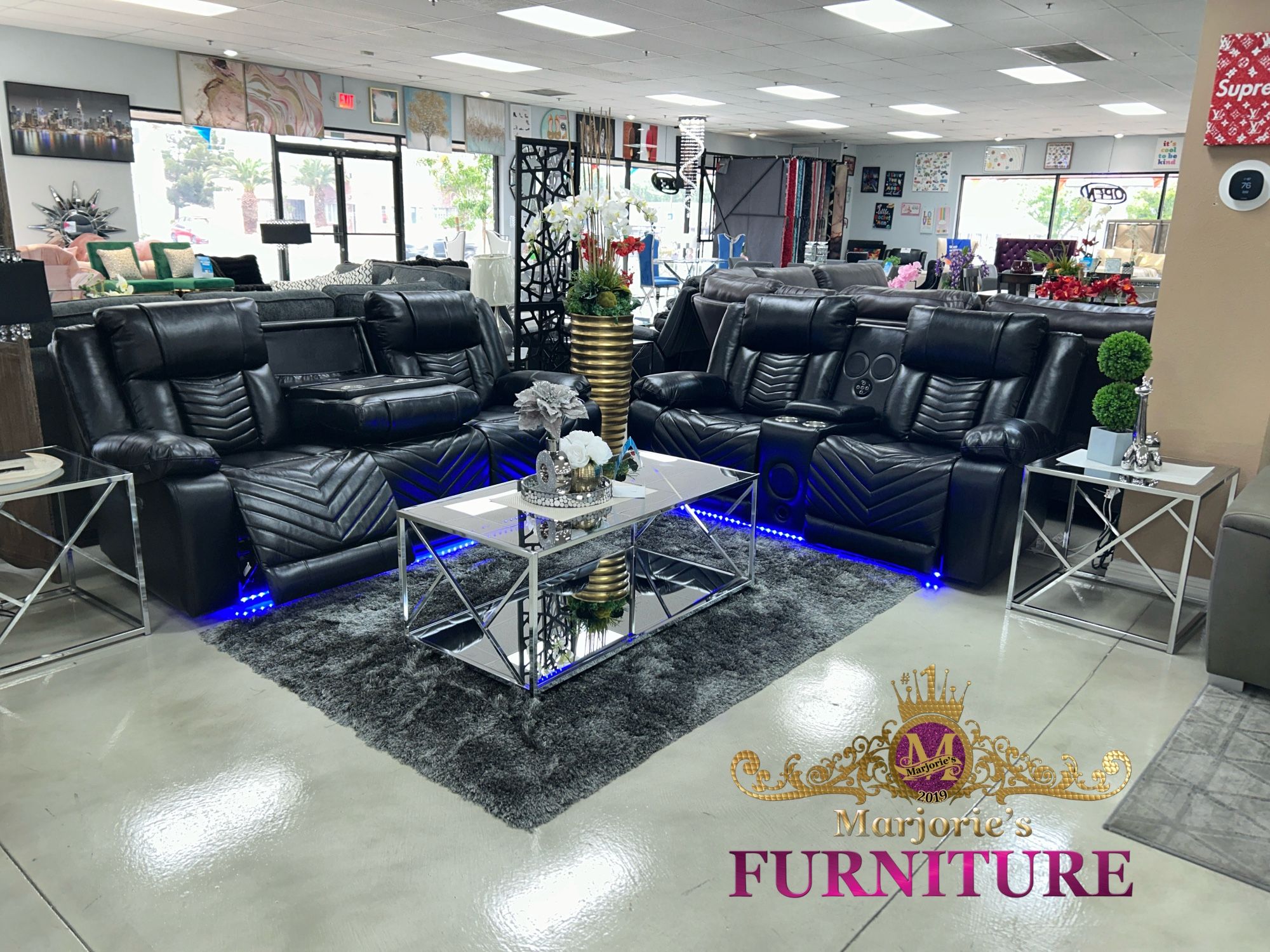 2PC Power Recliner Sofa Set With Speaker And Usb Charger(( Take It Home🏠 With $10 Down ))