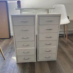 Ikea White Helmer File Cabinets/Drawers (Set Of 2)