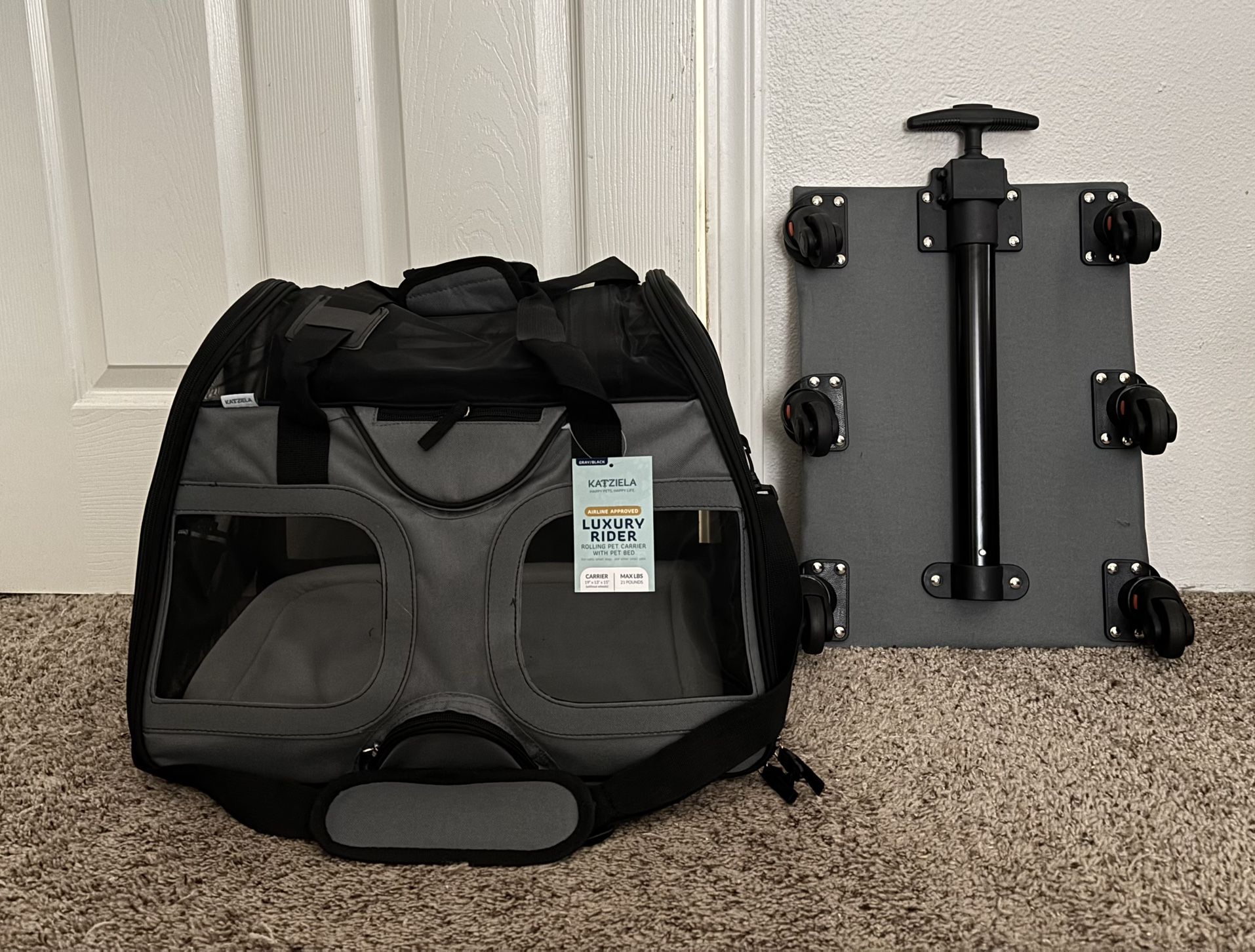Katziela Rolling Pet Carrier With Removable Wheels