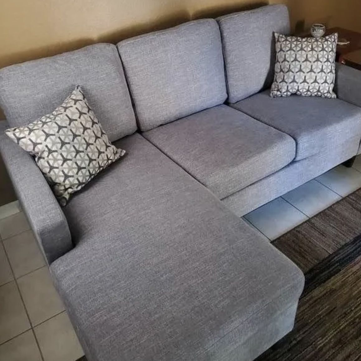 Light Gray Modern Reversible Chaise Stark Sectional 80” Sofa by Living Spaces