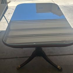 Wooden kitchen table W/ Tempered glass cover