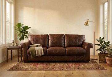Luxury 3 Seat Potter Barn Leather Sofa