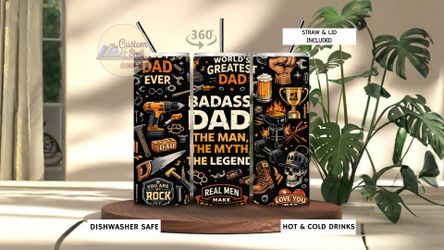 Badd*ss Dad 20 Oz Stainless Steel Tumbler (READ DESCRIPTION)