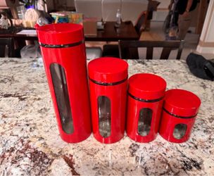 Red Kitchen Canister Set of 4