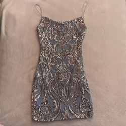 Blue and silver Windsor dress