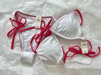 Aerie Shine Rib Cheekiest Tie Bikini Bottom & Top S