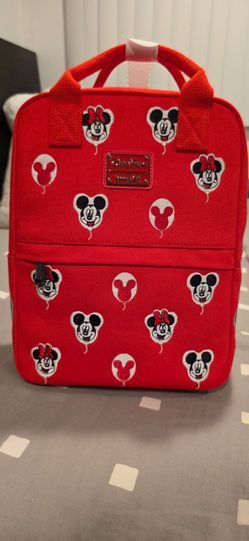 Loungefly Disney Mickey & Minnie Red Balloon Applique Mini Backpack with Zip