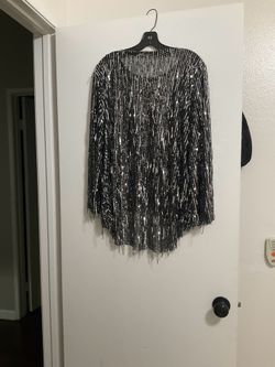 Silver Sequin High-Low Long Sleeve Top size 14
