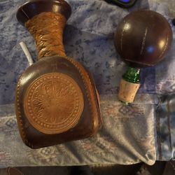 Vintage leather wrap decanter