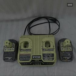Ryobi ONE+ 18V Dual-Port Charger with Two 18V Lithium+ Batteries DIY Parts