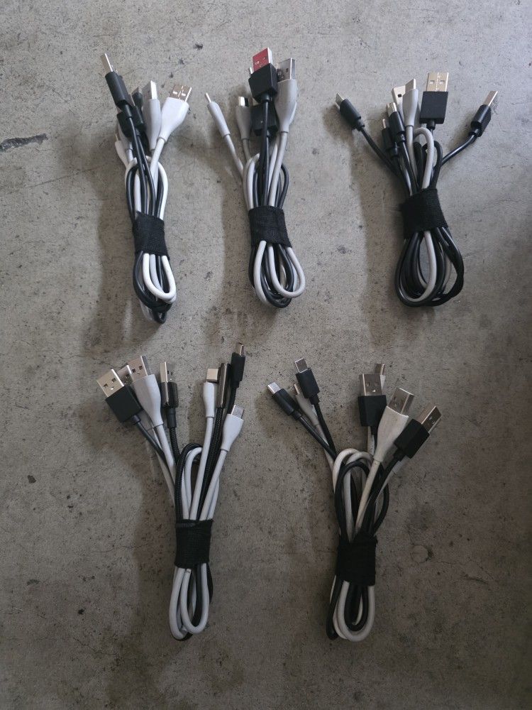 Lot Of (3) Usb To Usb C Cables 1 Foot Each