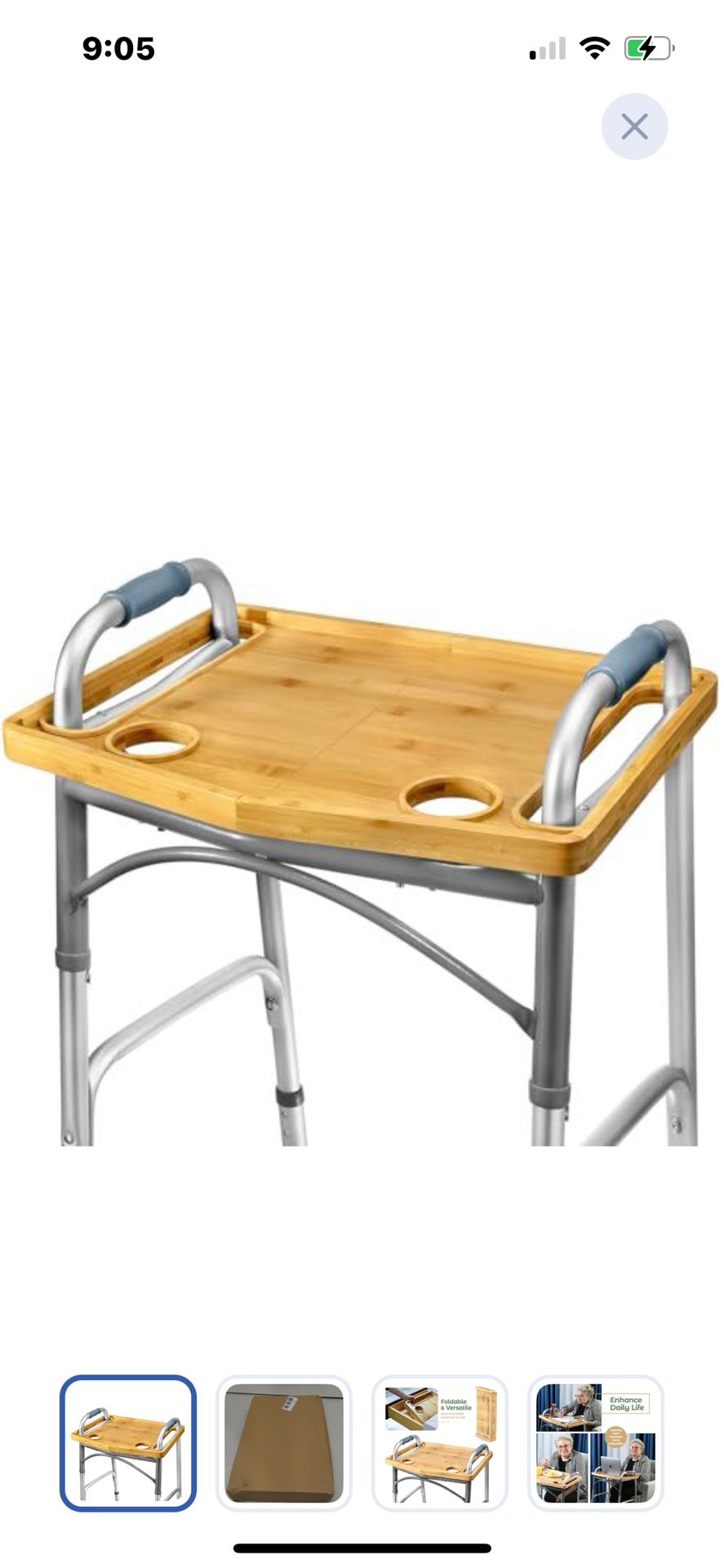 “New”Wooden Tray For Walker W/cup Holes(universal)