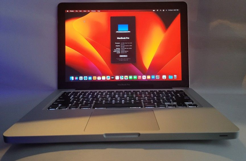 Refurbished 2011 Macbook pro 13", i5 2.4ghz, 16gb ram, 275gb ssd, Ventura