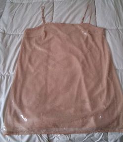 Nude Sequin Spaghetti Strap Mini Dress