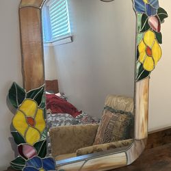 Glass Flowers Mirror For Sale