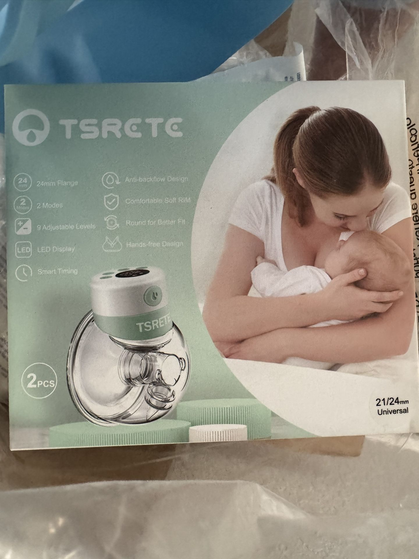 TSRETE Breast Pump Electric, Wearable Breast Pump, Hands Free Breast Pump, with 2 Modes, 9 Levels, LCD Display, Memory Function Rechargeable Double Mi