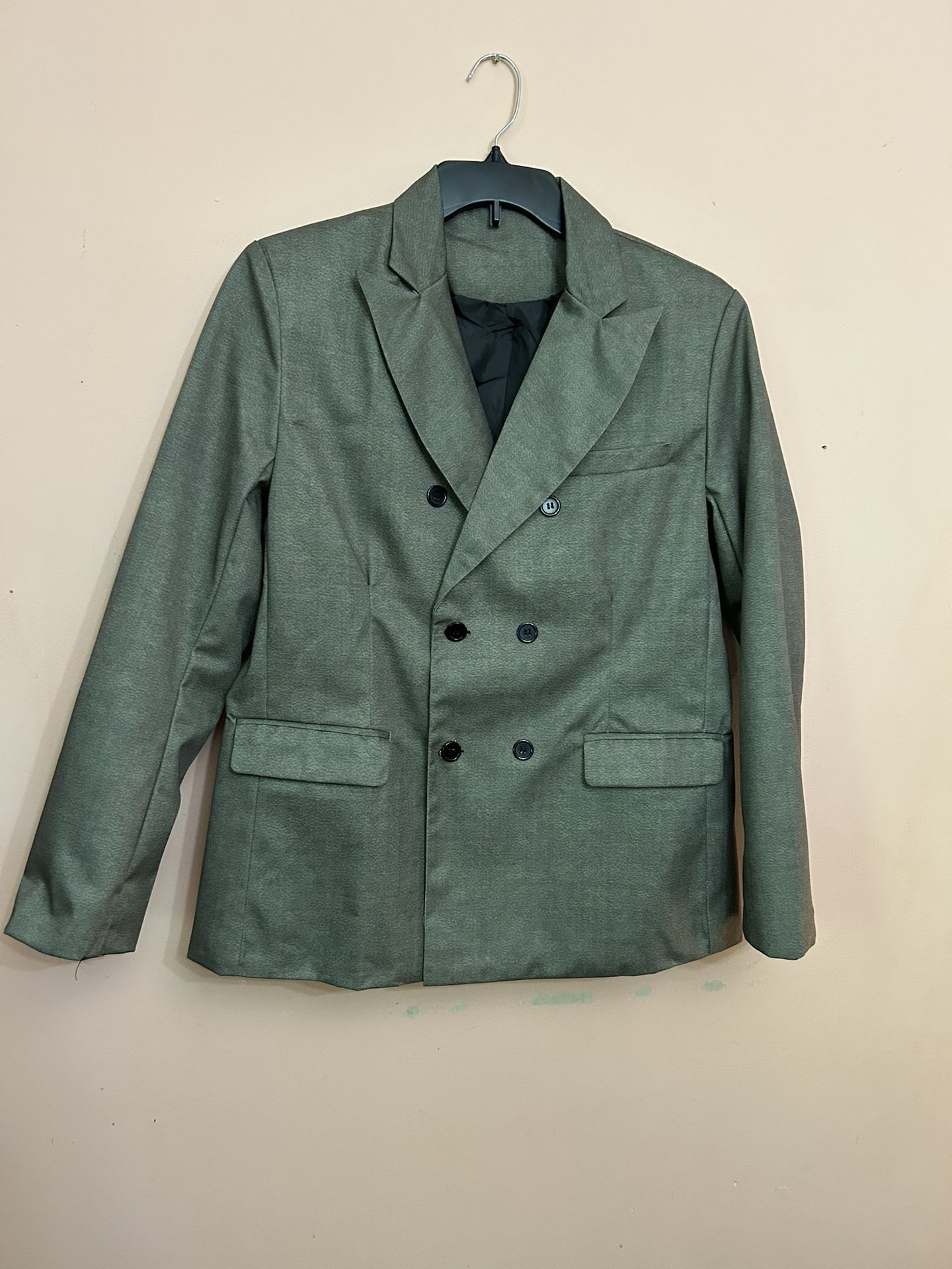 Giovanco Brand Green Double Breasted Linen Jacket