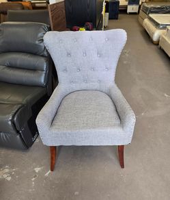 Gray Tufted Wingback Accent Chair