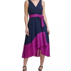 DKNY  Dress Navy And Purple High Low Size 10 