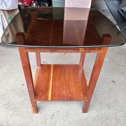 Glass Top Wooden Table