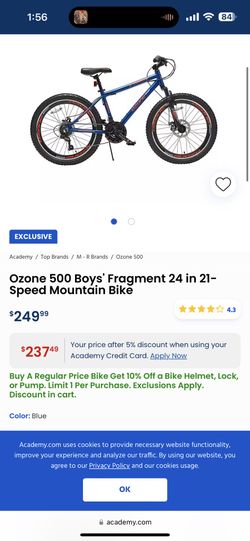 Bicicleta Ozone 500 Boys Fragment 24 in 21 Speed Mountain Bike
