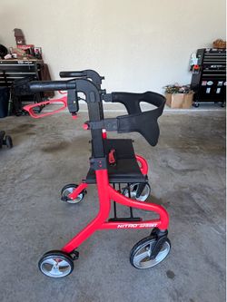 Drive Medical Rollator Walker with Seat – Red.