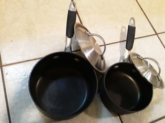Calphalon 1qt & 2qt Cooking Pans w/ Metal Lids Sauce Pans