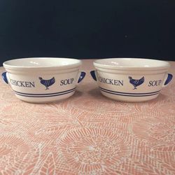 PAIR of Vintage Chicken Soup Bowls