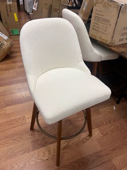 White Upholstered Swivel Counter Stool 2