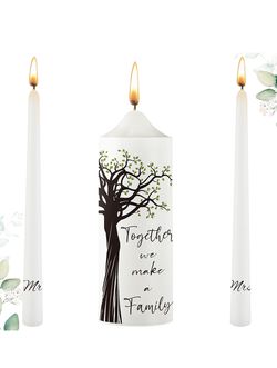 Frienda Unity Candles for Wedding Ceremony Set Wedding Unity Taper Candles Catholic Religious Ceremony Accessories(Tree Style)