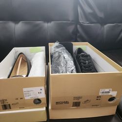 Michael Kors Lillie Moccasin (Brown) And Michael Kors Irving Lace Up (Glitter Fabric Black) Both Size's 8 Brand New Never Worn Or Tried On 100% Authen
