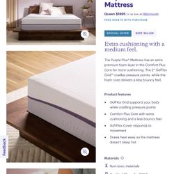 Queen Size Bed Mattress Purple Plus Non Toxic Memory Foam Hybrid Adjustable Base Bed Serta Sealy Tempurpedic Dreamcloud Nectar Premier Number Leesa