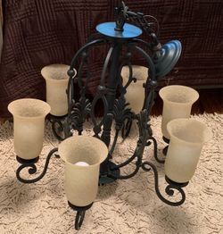 Black Wrought Iron 6-Light Chandelier