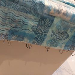 Shower Curtain Large Beautiful Blue Fish Prints Shower Curtain With The Hooks Used