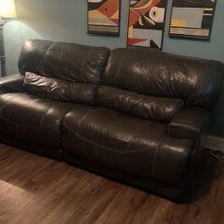 Leather couch and loveseat recliner