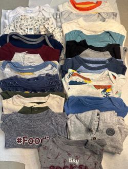 Baby boy 0-3 month top and onesie bundle lot