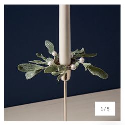 Frosted Mistletoe Taper Candle and Pillar Candle Holder Rings