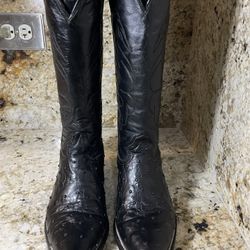 Vintage Black Full Quill Ostrich Western Cowboy Boots- Mens Size 8 
