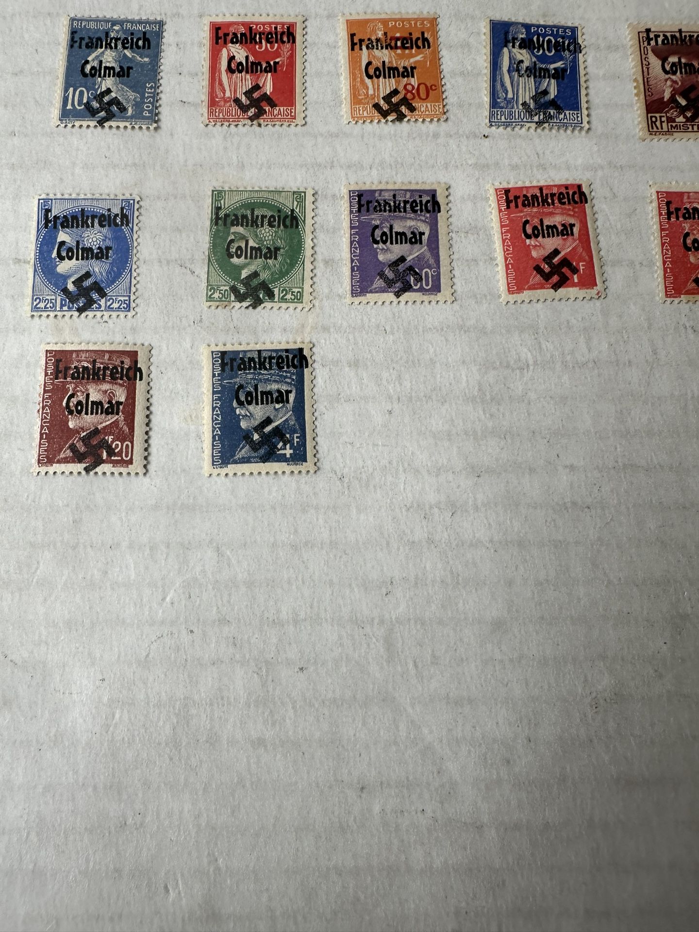 German France Overprint Collection Of 32 Colmar Stamps Unused